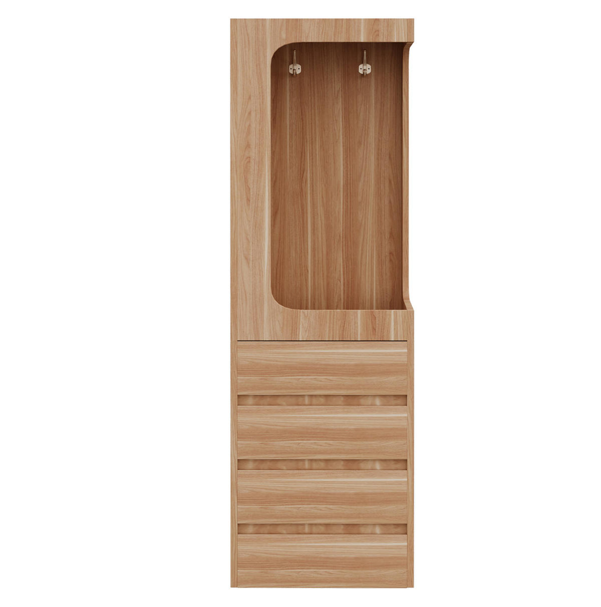 KLEIDERSCHRANK aus Holz 70x40x170 cm Naturholz/Weiß mit Schubladen, offener Hängefläche und 1 Tür - Nussbaumfarben, Holzwerkstoff (70/170/40cm) - Modfu