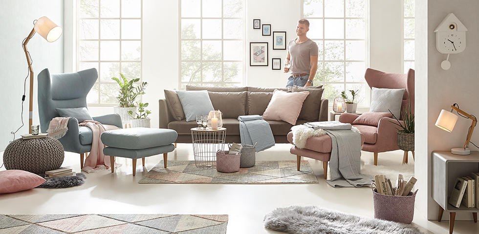 Wohnzimmer Scandi pastell