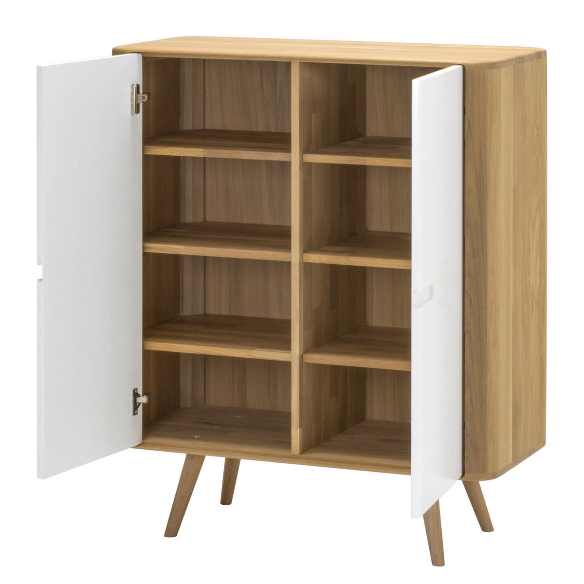 KOMMODE - Wildeiche teilmassiv - Eichefarben/Weiß, Holzwerkstoff (90/110/42cm) - home24