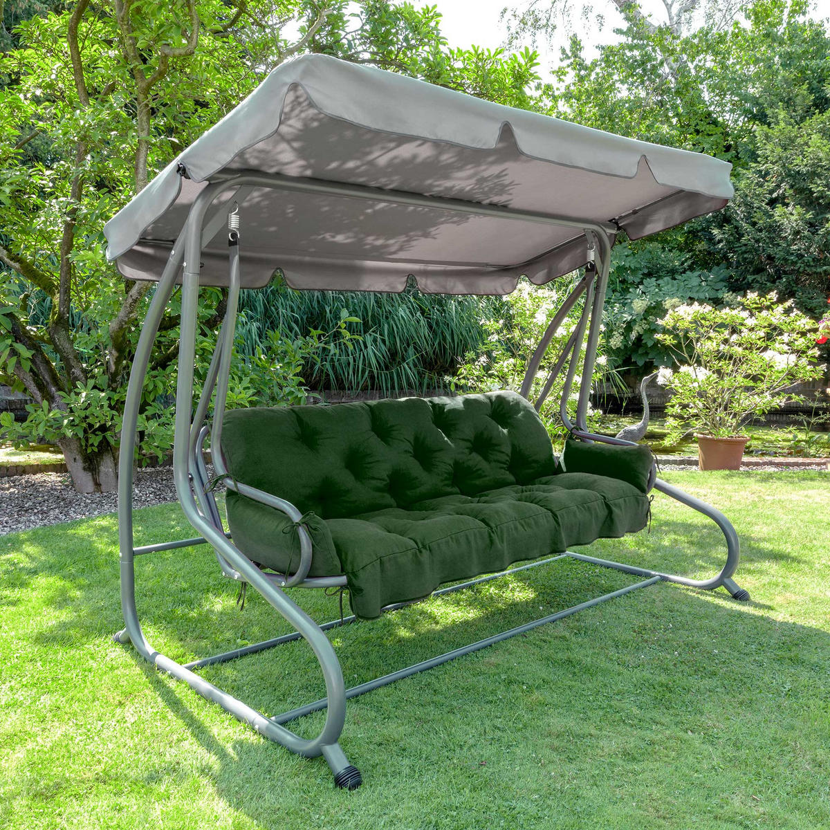 HOLLYWOODSCHAUKELAUFLAGE Flair HS 180/50/8cm Dunkelgrün - Dunkelgrün, Textil (50/8/180cm) - Beautissu 