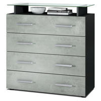 KOMMODE Pavos Beton Oxid Optik - Hellgrau, Holzwerkstoff (76/81/35cm) - Vladon