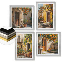 WANDBILDER 4er Set - 50x50 cm & 40x60 cm Silberner Rahmen - Zitrusfrüchte in der Sonne - Silberfarben, Kunststoff (50/50cm) - ArtPrintCave