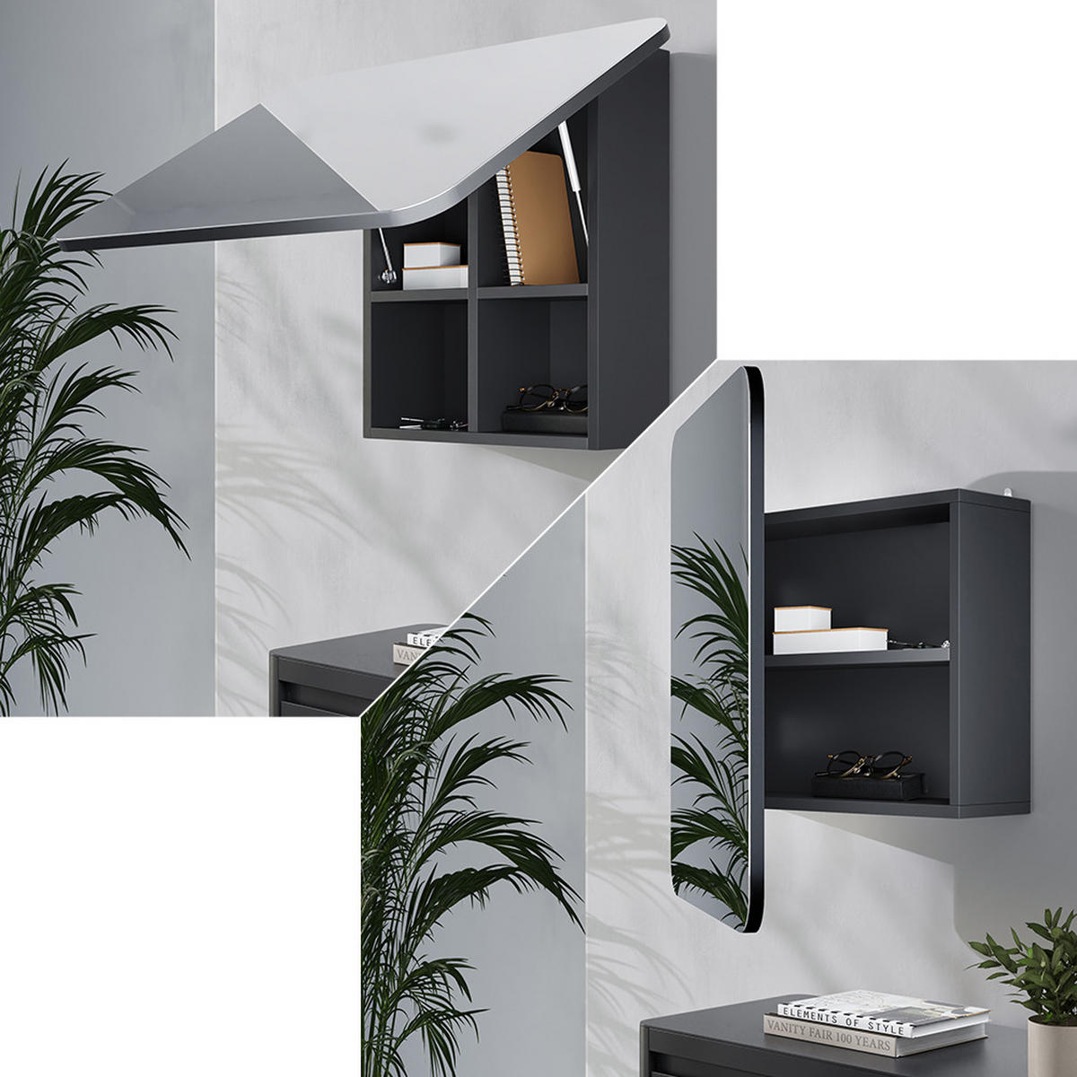 KOUPELNOVÁ ZRCADLOVÁ SKŘÍŇKA Zino Antracit - antracitová, kompozitní dřevo (65/50/17.4cm) - Vicco