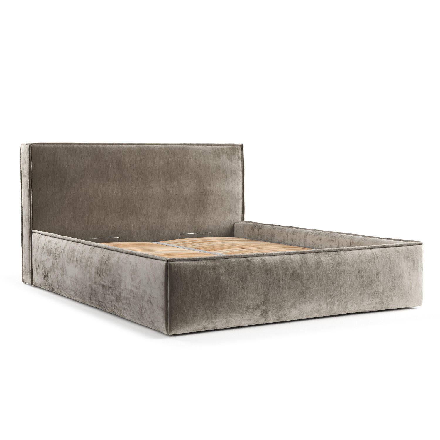 POLSTERBETT Lounge Beige 140/200 cm im Chenille-Stoff - Beige/Schwarz, Holz/Holzwerkstoff (140/200cm) - Maison de Reve