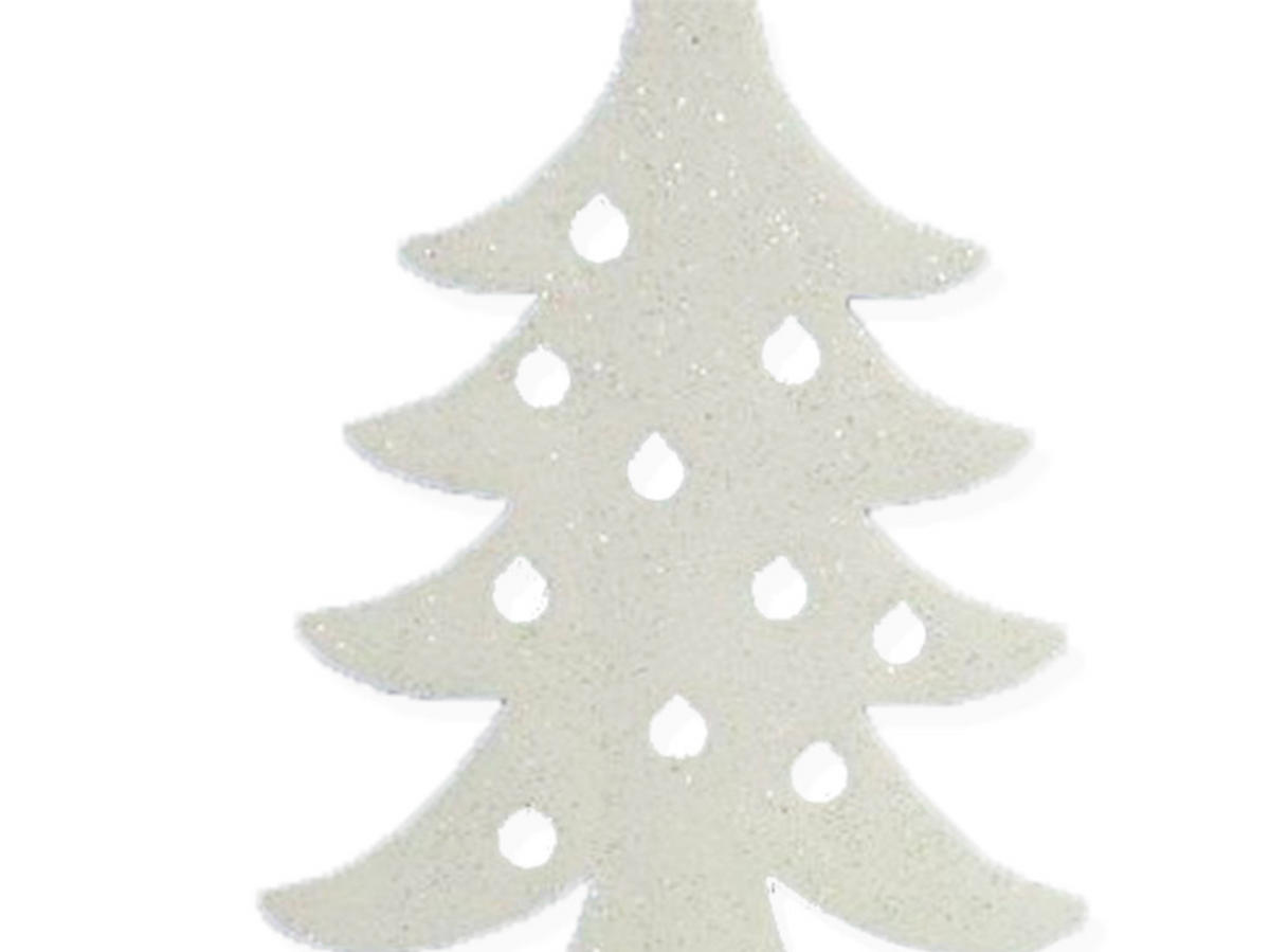 DEKO-WEIHNACHTSBAUM aus Schaumstoff mit Glitzer, 40 × 29 cm - Weiß, Kunststoff (35/15/45cm) - LAALU