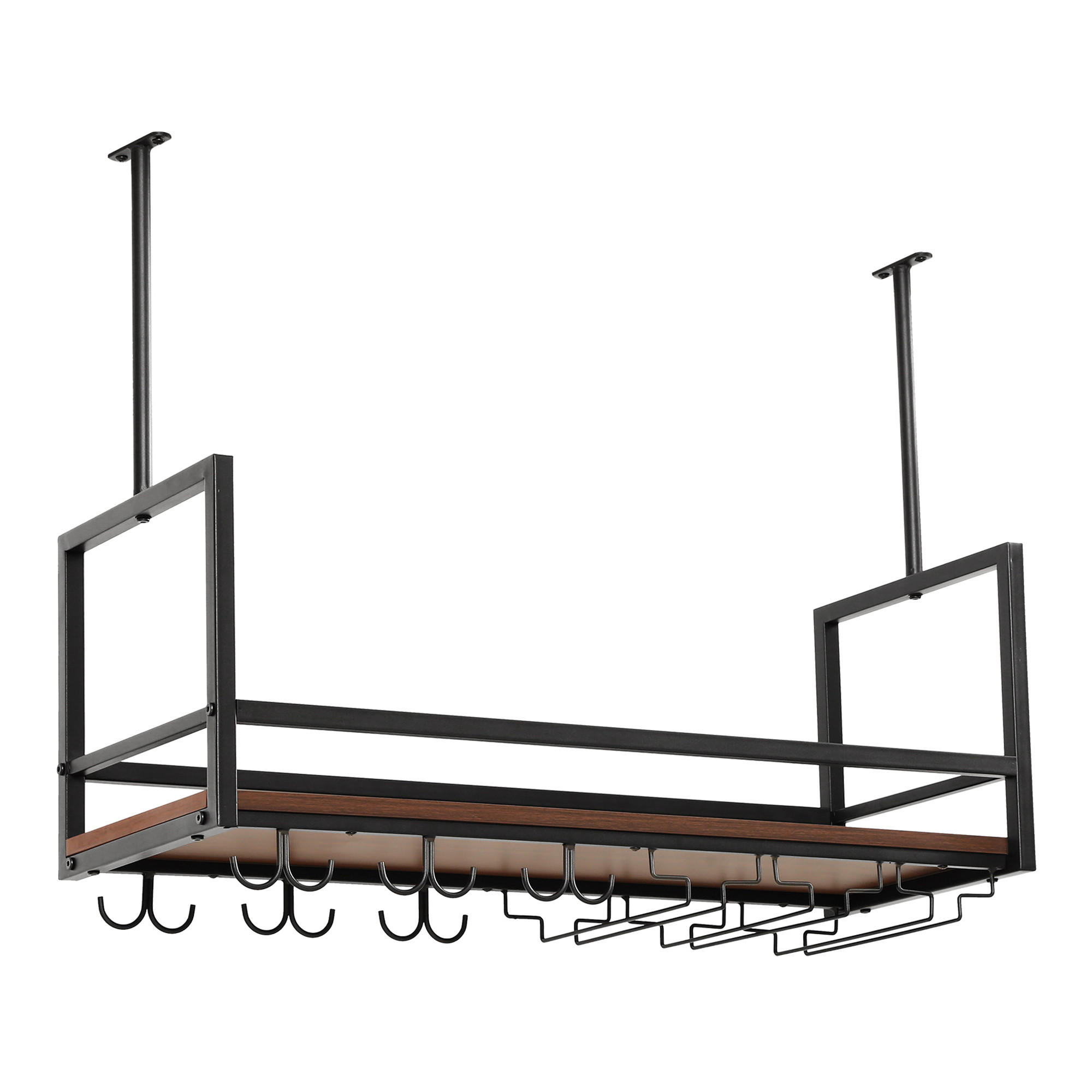 VINNÝ REGÁL Borejle - černá/barva vlašského ořechu, kov/kompozitní dřevo (80/64.5/30cm) - [en.casa]