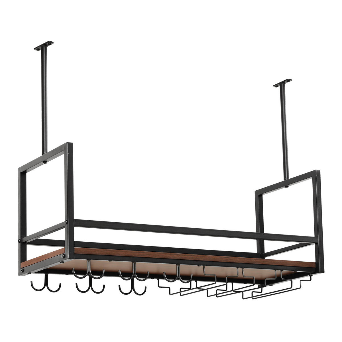 VINNÝ REGÁL Borejle - černá/barva vlašského ořechu, kov/kompozitní dřevo (80/64.5/30cm) - [en.casa]