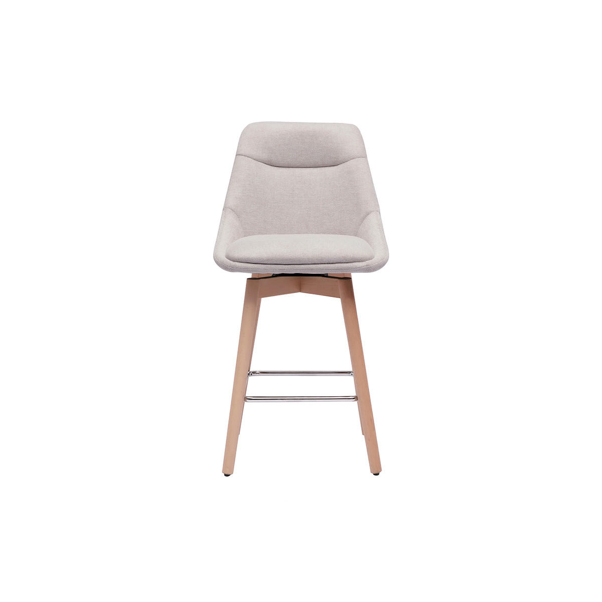 BARHOCKER, 360° drehbar, aus strukturiertem Samt-Effekt Stoff in Beige und hellem Holz H65 cm (2er-Set) ALESS - Beige, Textil (52.5/95.5/49.5cm) - Miliboo