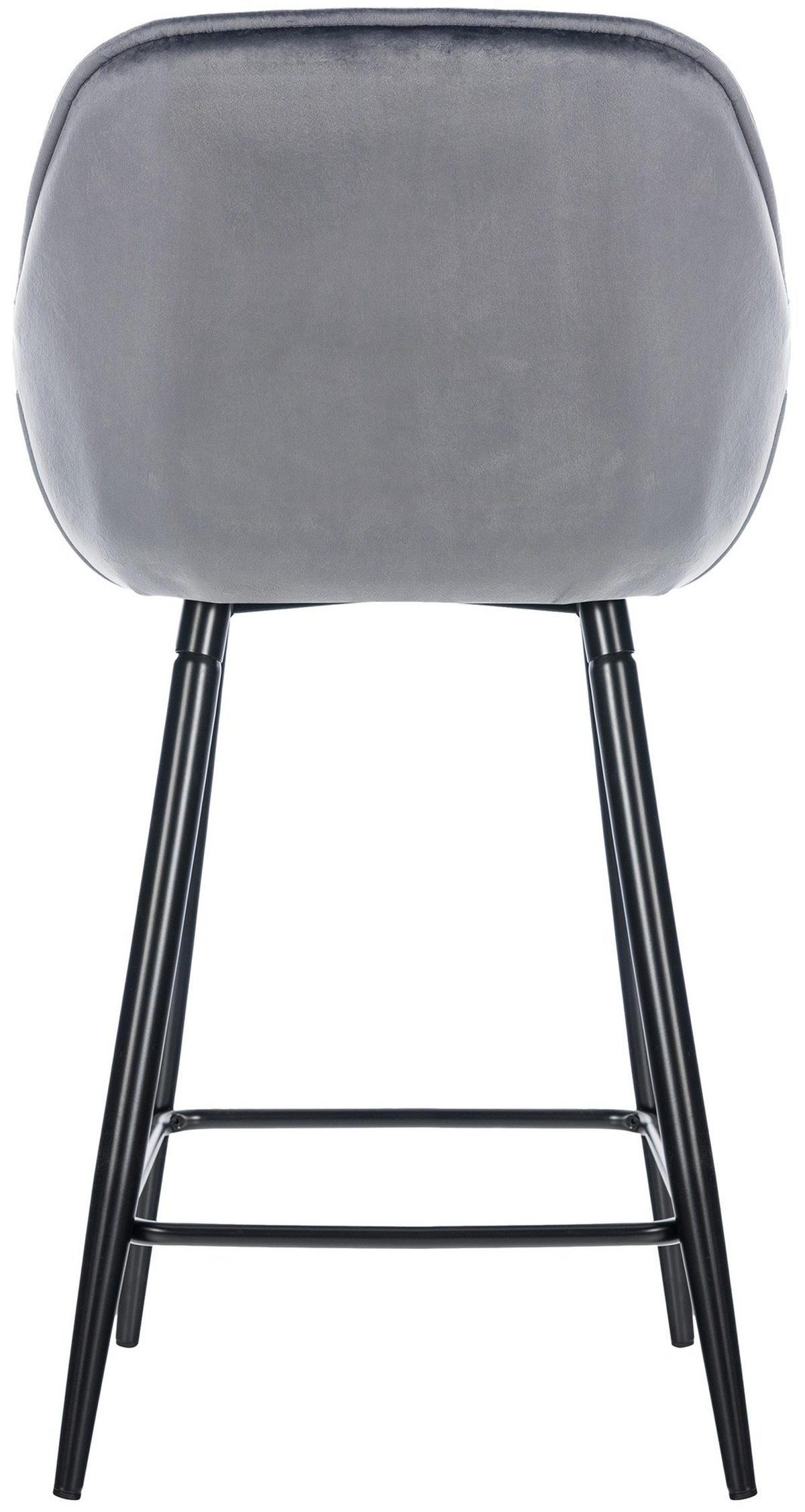 BARHOCKER 2er Set Samt dunkelgrau - Dunkelgrau/Schwarz, Textil/Metall (54/103/57.5cm) - CLP