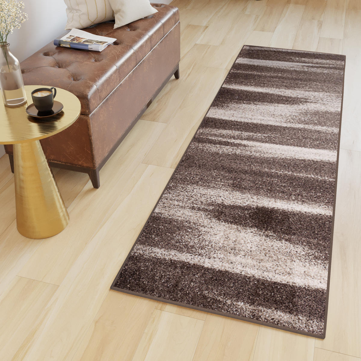 LÄUFER SARI Hellbraun 80/300 cm - Hellbraun, Textil (80/300cm) - Tapiso