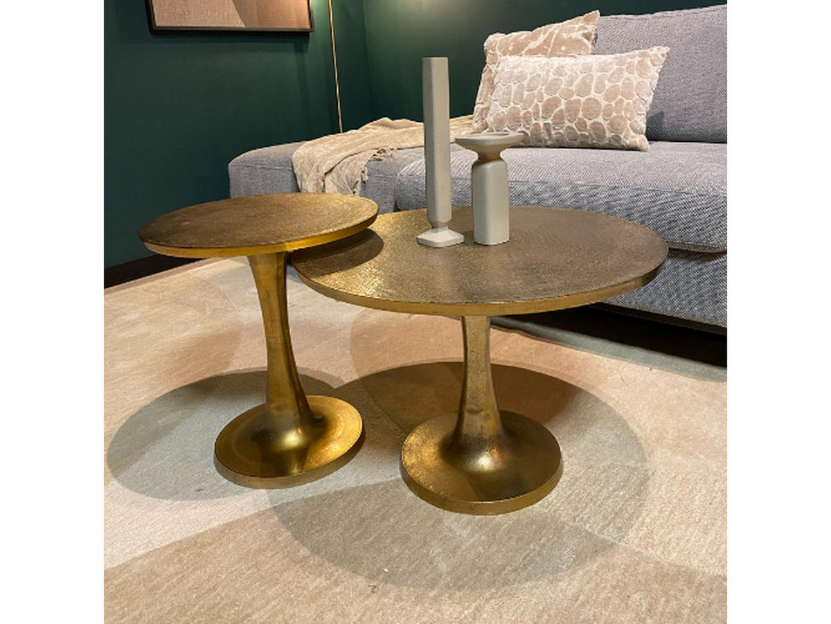 COUCHTISCH Elara Aluminium 65 cm / 65 cm Gold - Goldfarben, Holz (65/65/42cm)