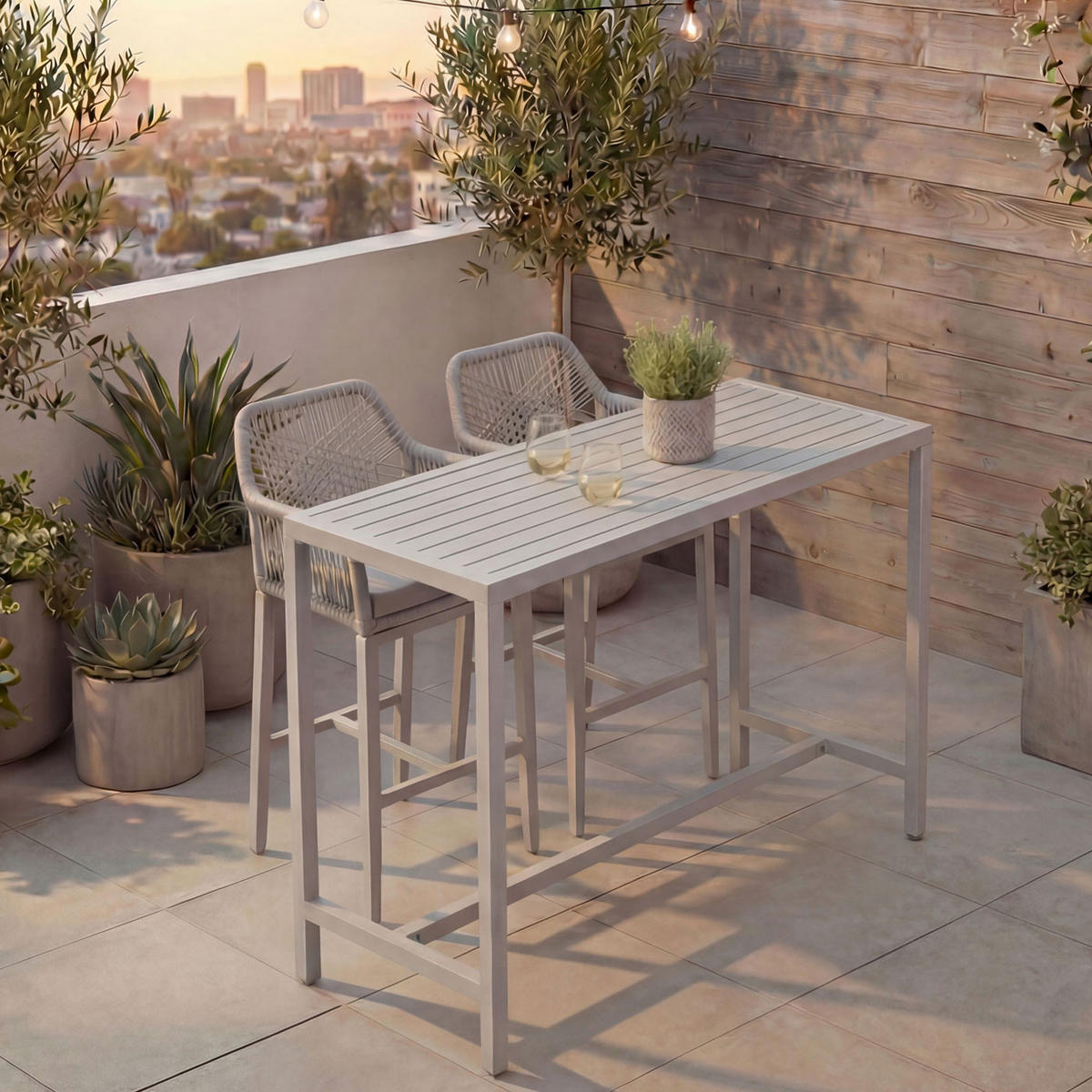 STEHTISCH hranatý - sivá, kov (65/130/105cm) - MCW