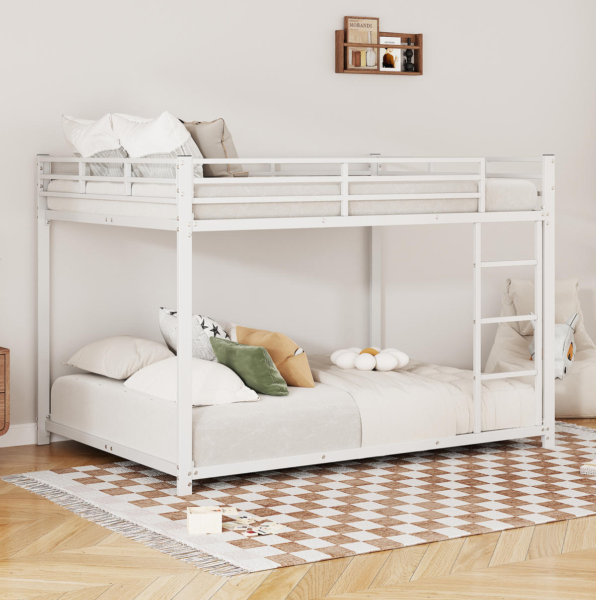 ETAGENBETT Kinderbett 140/200 cm aus Metall mit Sicherheitsleisten Weiß - Weiß, Metall (140/200cm) - Modenvie