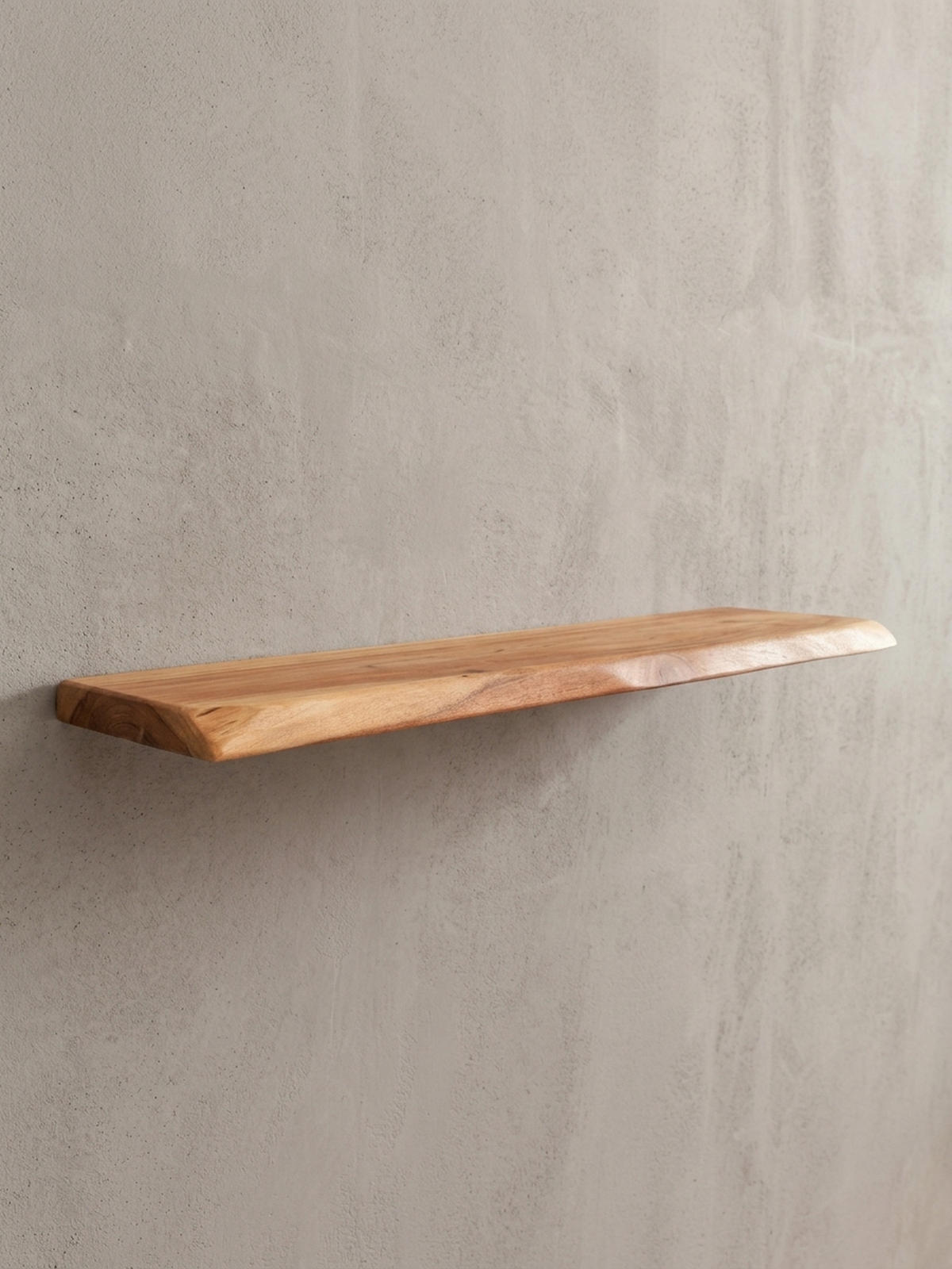 WANDREGAL Akazienholz Baumkante Rustikal, Beige 115x25x4 cm - Beige, Holz (115/4/25cm) - KADIMA DESIGN
