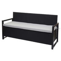 POLY-RATTAN 3ER SITZBANK Anthrazit, Grau - Anthrazit/Grau, Kunststoff (164/87/57cm) - MCW