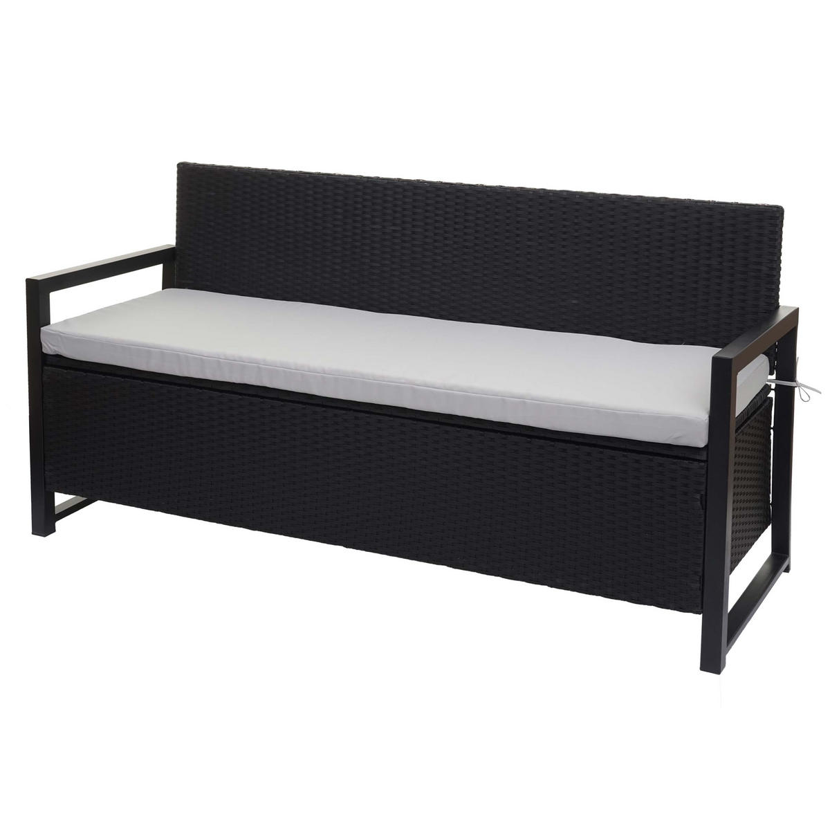 POLY-RATTAN 3ER SITZBANK Anthrazit, Grau - Anthrazit/Grau, Kunststoff (164/87/57cm) - MCW