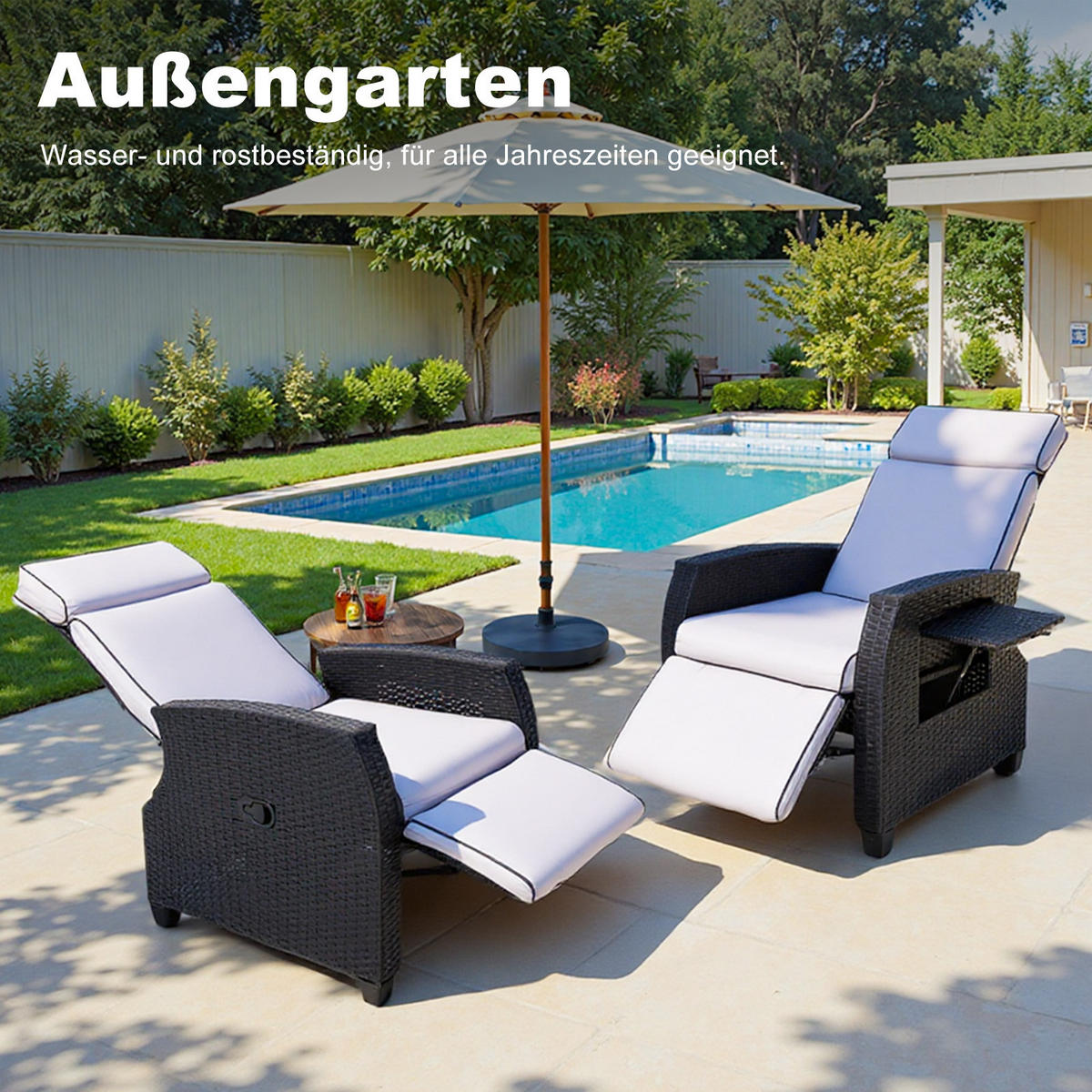 GARTEN-RELAXSESSEL-TY01 - Schwarz, Metall (72/108/55cm) - BELONID