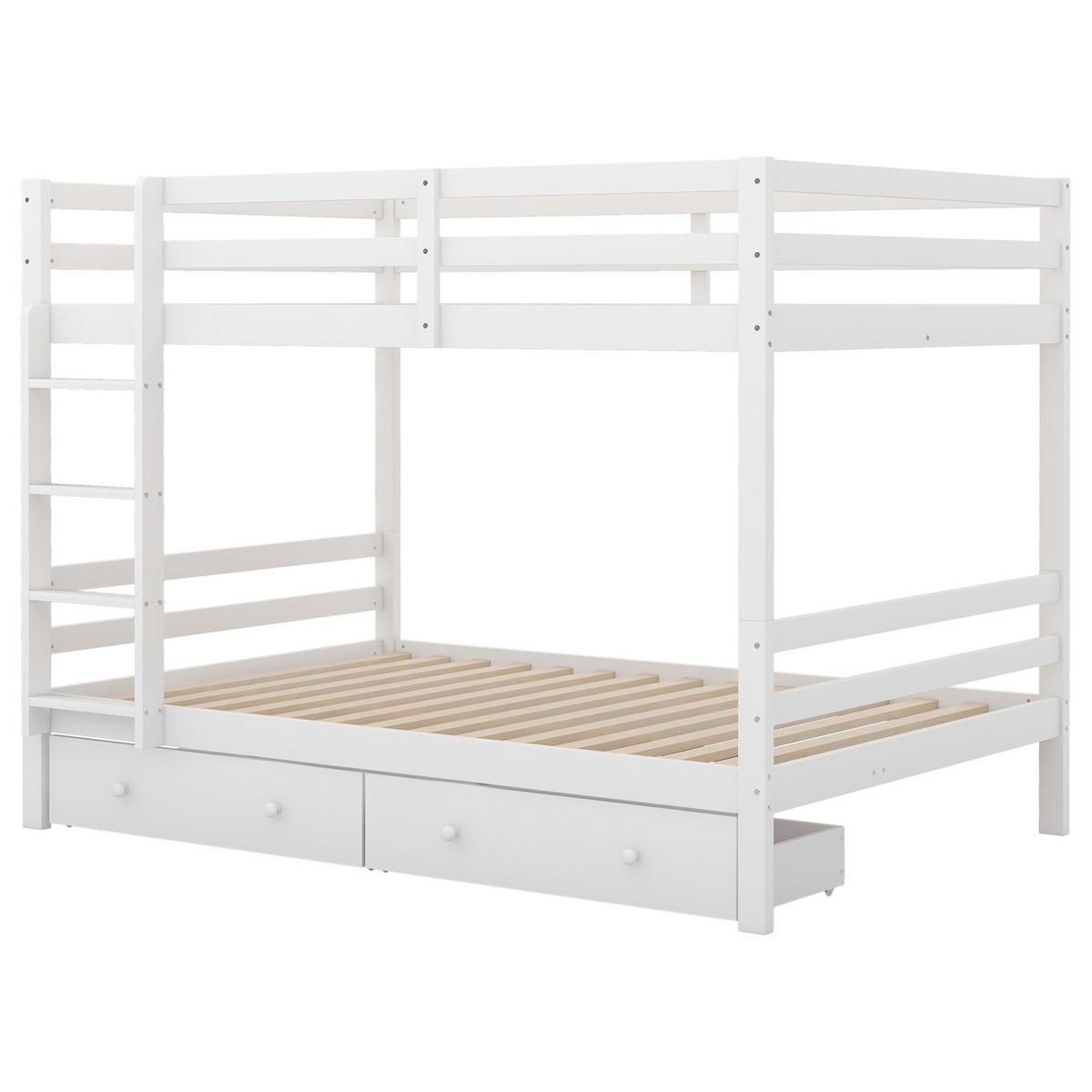 ETAGENBETT, 140x200 cm, mit Stauraumtreppe, Schrank und platzsparend, Weiß - Weiß, Holz (140/200cm) - OKWISH