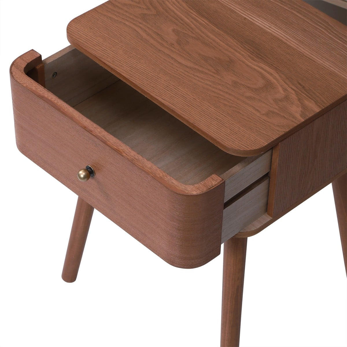 NACHTTISCH 1 Schublade mit abgerundeten Fronten B42 cm - KARL - Eschefarben, Holzwerkstoff (35/58/43.5cm) - Calicosy