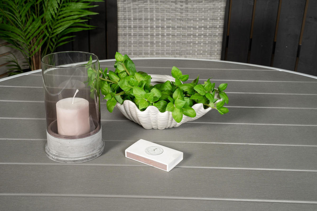 GARTENTISCHGRUPPE, Parma, Tisch Grau, Rattan, 140 x 140 x 73 cm, 7-teilig - Grau, Naturmaterialien - ebuy24