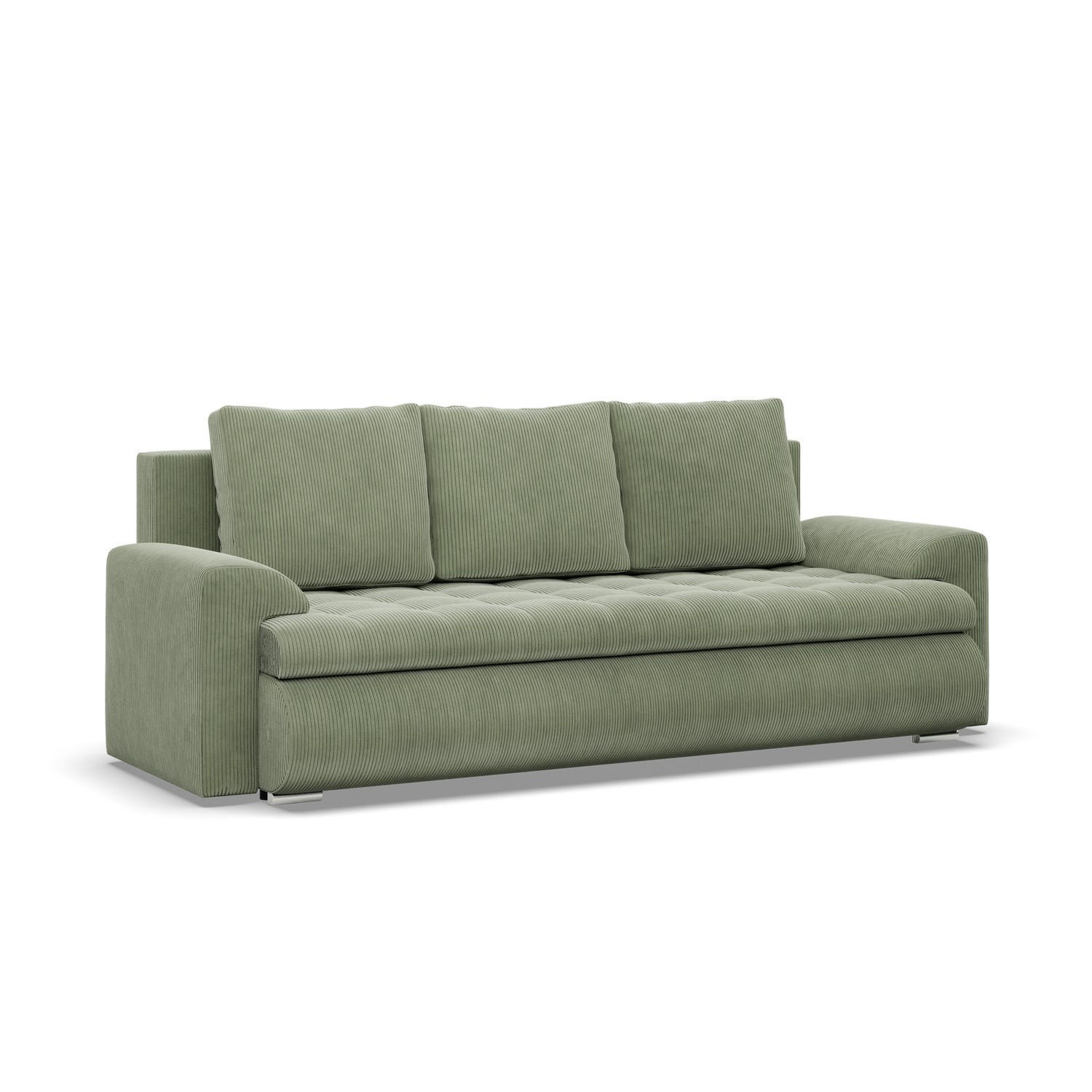 SOFA 3-SITZER MIT SCHLAFFUNKTION FORESTA, Cord - Grün - Grün, Textil (222/92/96cm)