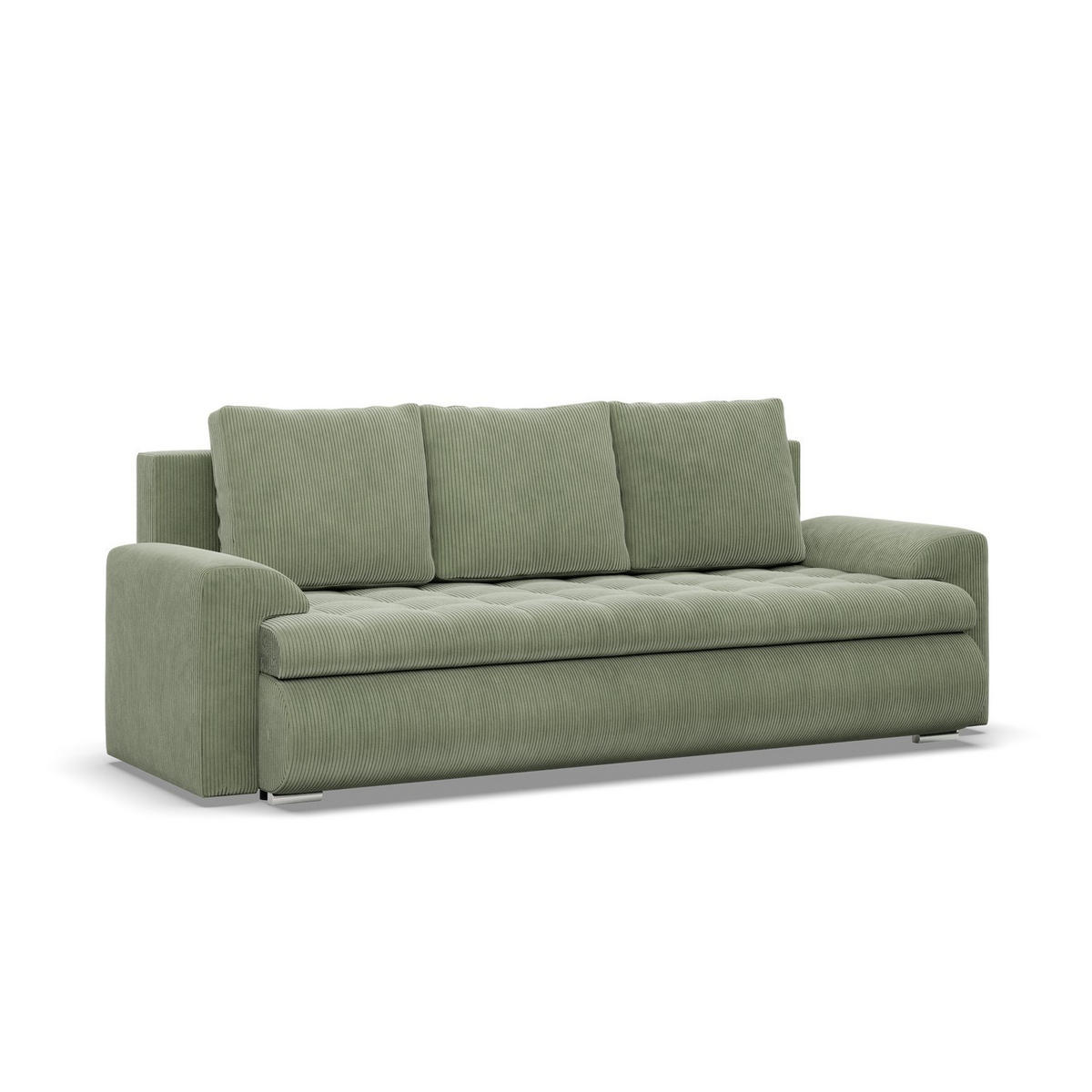 SOFA 3-SITZER MIT SCHLAFFUNKTION FORESTA, Cord - Grün - Grün, Textil (222/92/96cm)