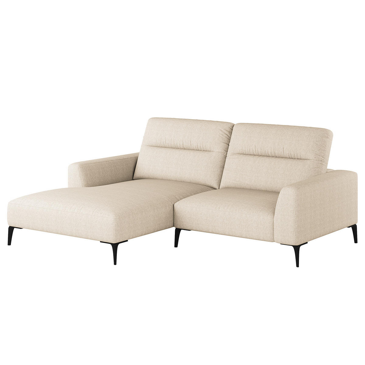 1,5-SITZER ECKSOFA mit Longchair - Beige/Schwarz, Textil/Metall (232/180cm) - home24