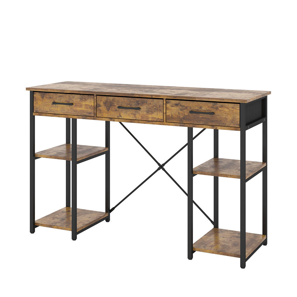 SCHREIBTISCH Chino Eiche rustikal 120 x 40 cm mit 3 Schubladen - Wildeiche, Holzwerkstoff (40/120/78cm) - Vicco