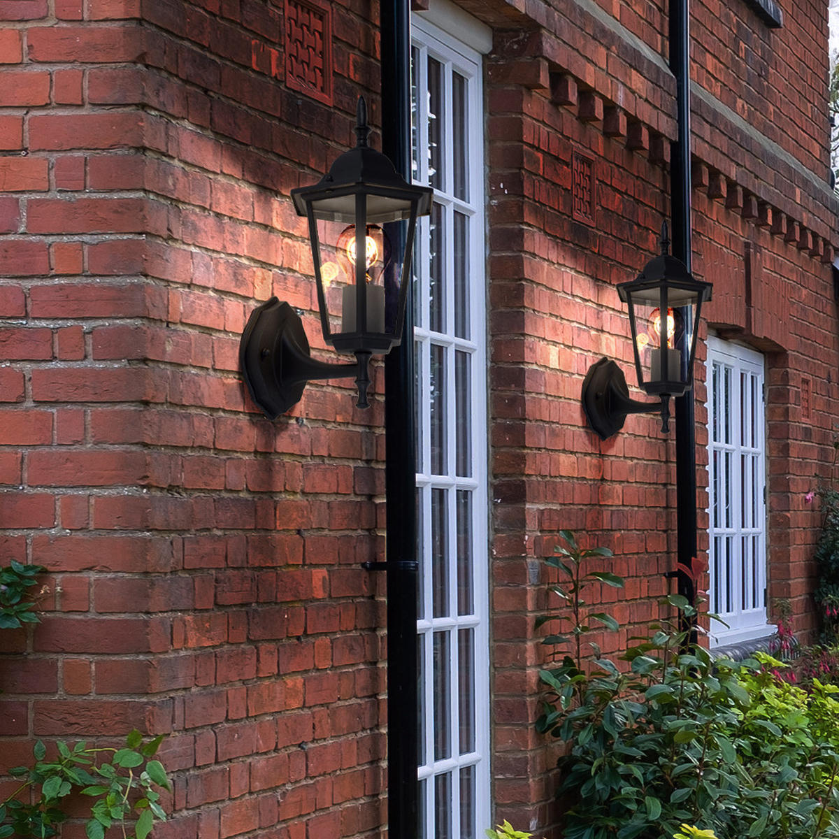 WANDLEUCHTE Aluminium Glas Schwarz 2er Set - Schwarz, Glas (20.8/17/36cm)