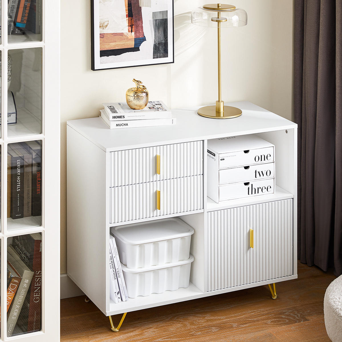 AKTENSCHRANK Weiß - Weiß, Holzwerkstoff/Metall (80/75/40cm) - SoBuy