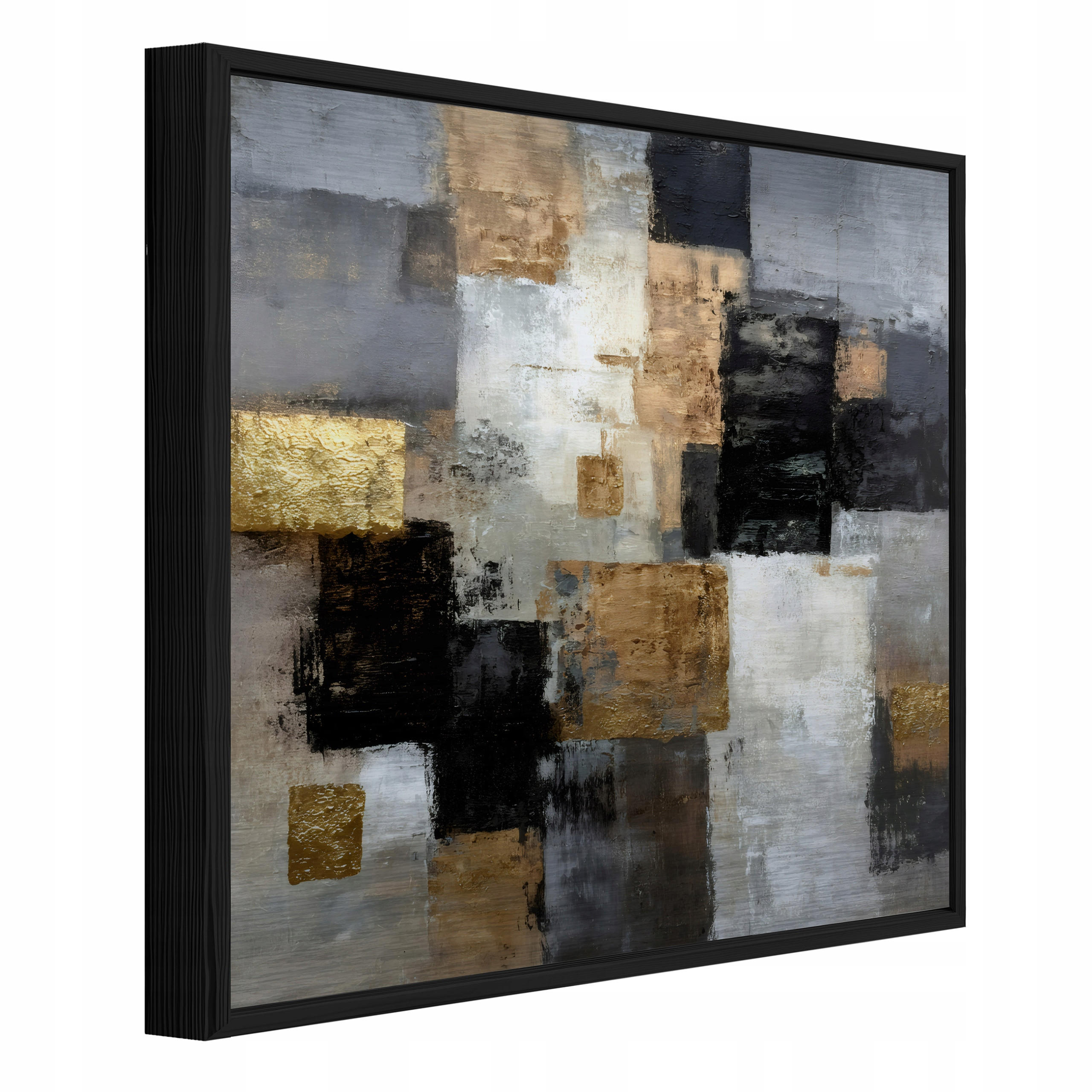 Wallarena ZARÁMOVANÉ obrazy abstraktní geometrické černé 80x80 cm
