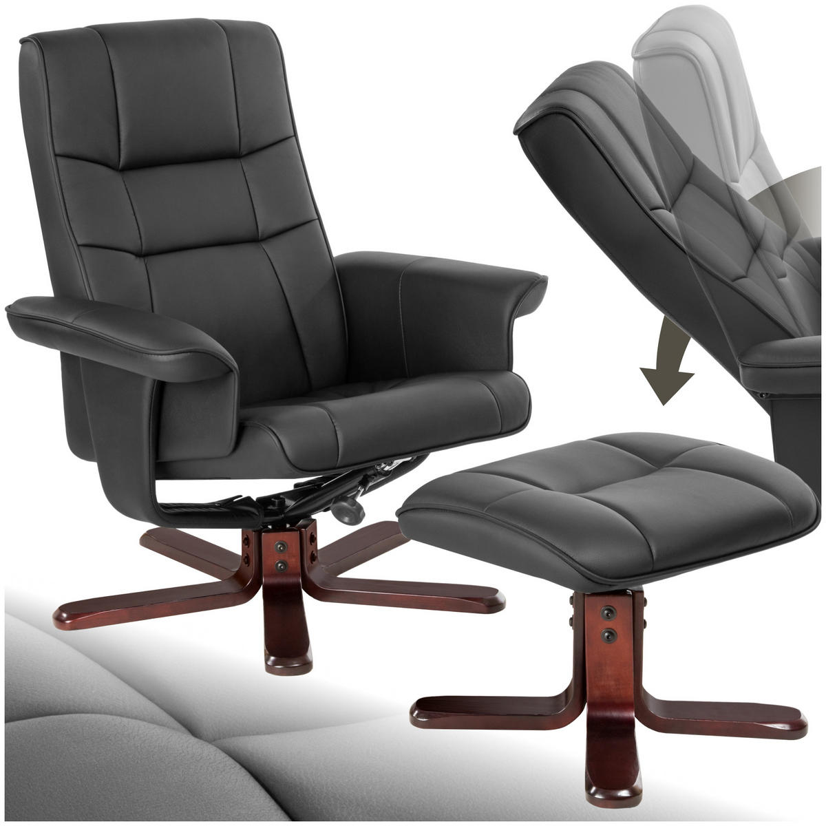 FERNSEHSESSEL ,Belastbarkeit 120 kg,schwarz/braun - Schwarz/Braun, Textil (100/95/78cm) - tectake