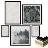 WANDBILDER 5er-Set - 50x50 cm & 20x30 cm & 40x60 cm Schwarzer Rahmen - Steinpastellmarmor - Schwarz, Kunststoff (40/60cm) - ArtPrintCave