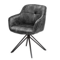 STUHL EUPHORIA Samt Dunkelgrau, Schwarz - Grau, Textil (58/82/60cm) - riess-ambiente