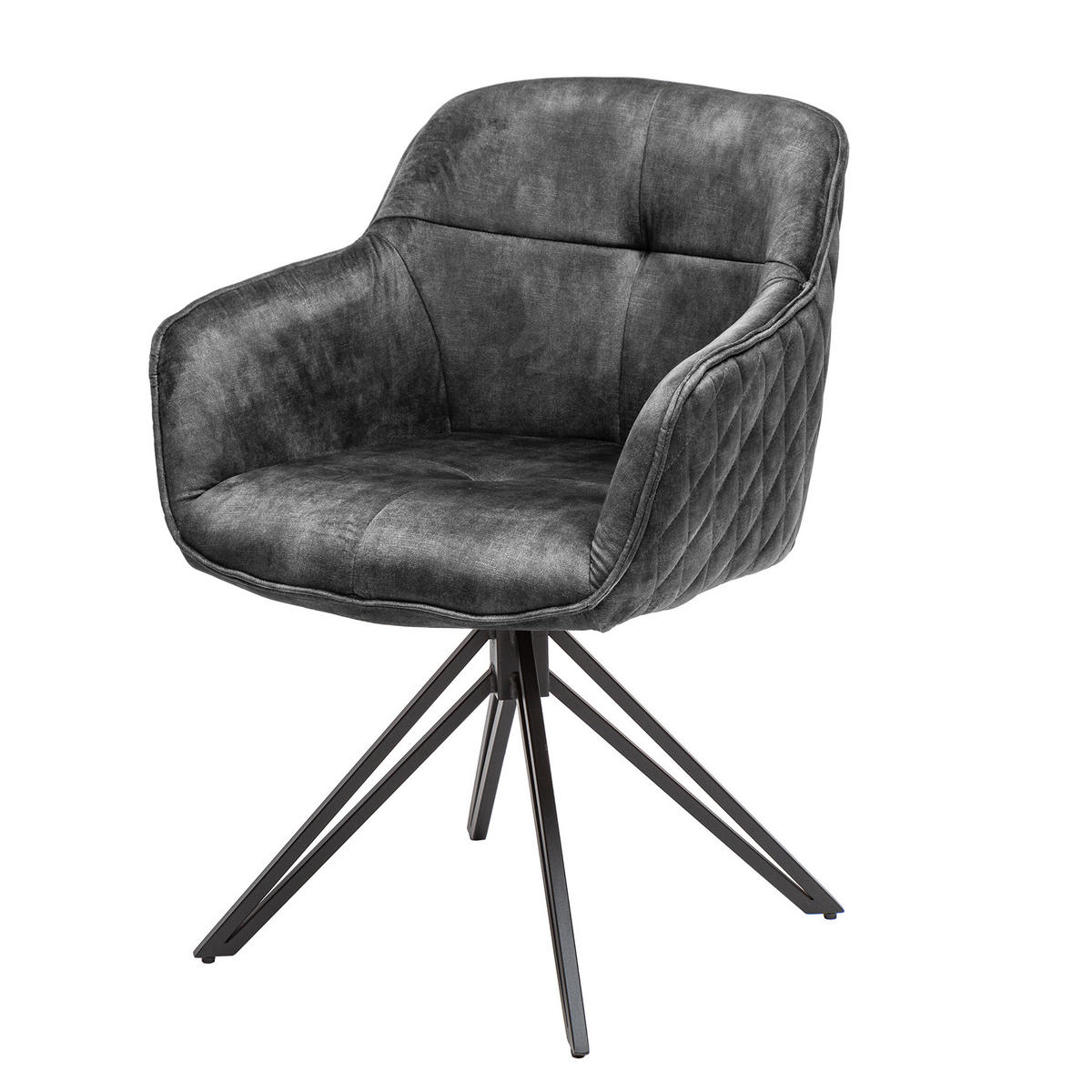 STUHL EUPHORIA Samt Dunkelgrau, Schwarz - Grau, Textil (58/82/60cm) - riess-ambiente