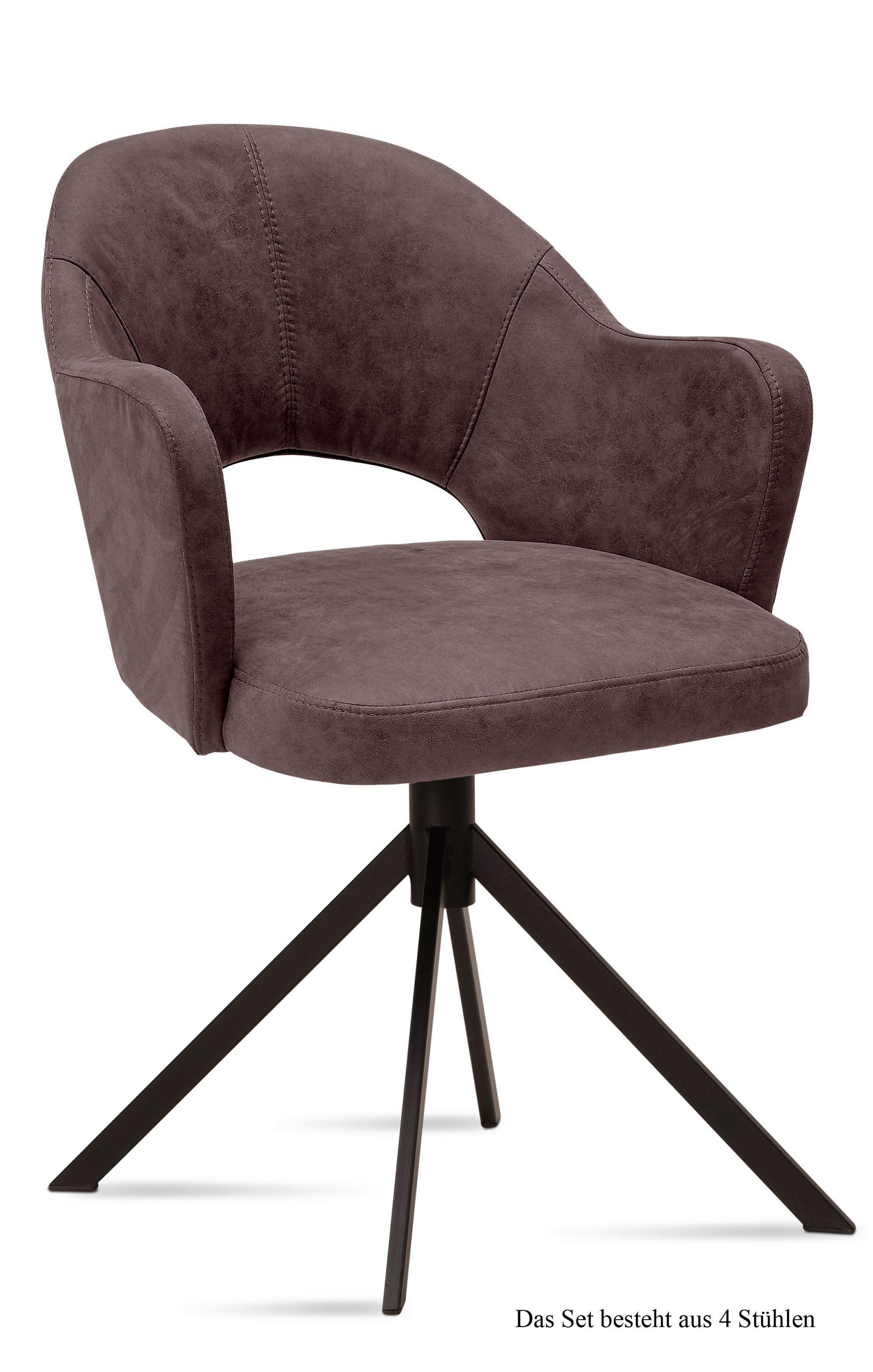 ARMLEHNSTUHL (4er-Set) Dunja 59x87x61 Schwarz/Braun - Schwarz/Braun, Kunststoff (61/87/59cm) - 58aufmkessel