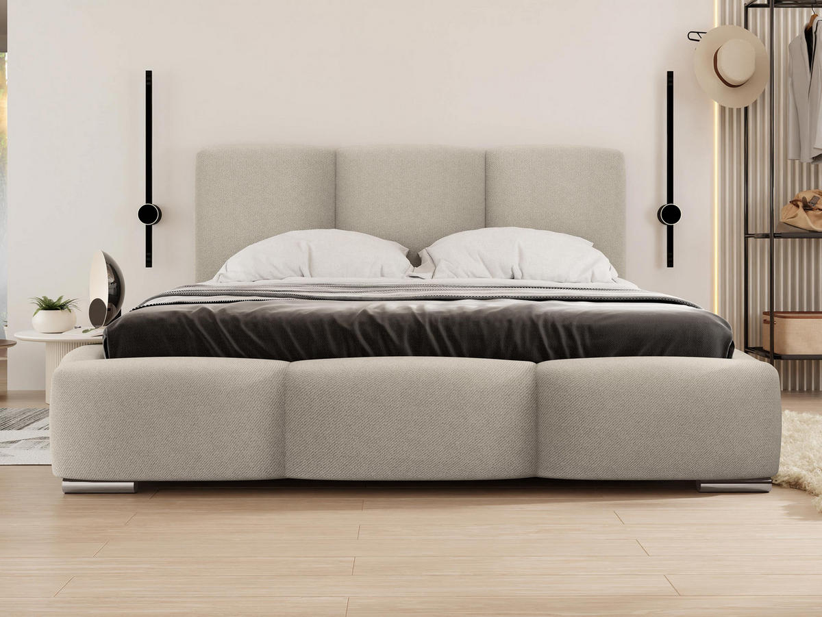 POLSTERBETT Olweria - Chromfarben/Beige, Holz/Textil (140/200cm) - MIRJAN24