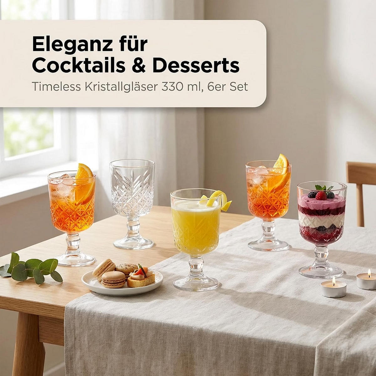 COCKTAIL & Sorbetglas Timeless 330 ml 6er Set - Transparent, Glas (0.33L) - Der-Porzellan-Laden