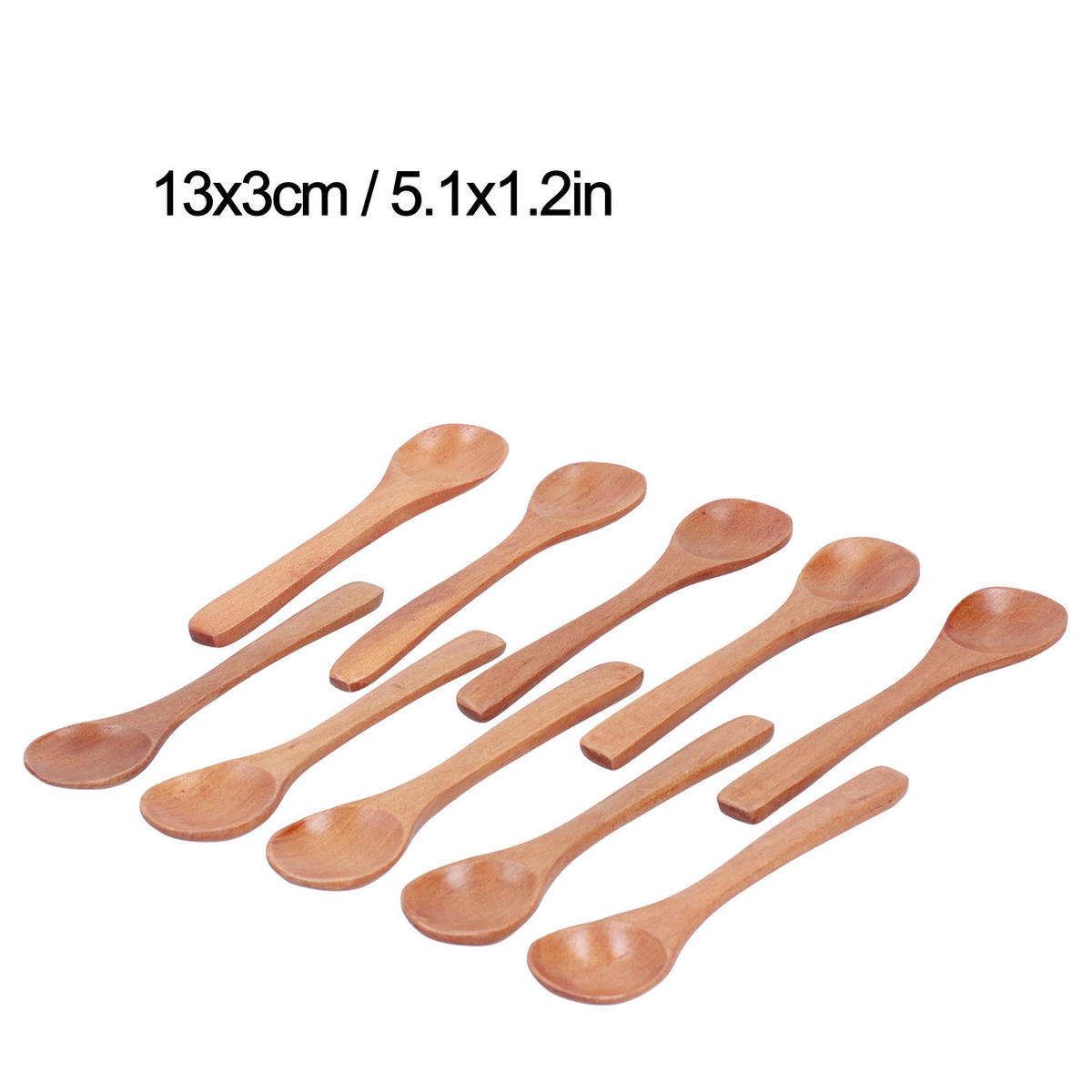 HOLZLÖFFEL-SET, 10 Stück, 13 cm, Buchenholz, Mini, für Küche & Kinder, umweltfreundlich - Naturfarben, Holz