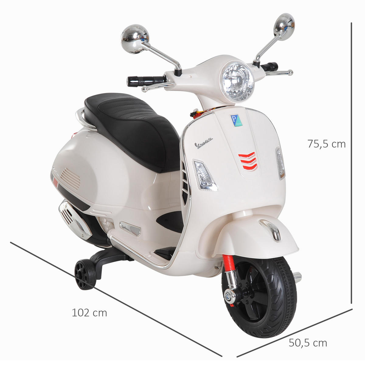 ELEKTRO-KINDERAUTO DE-12988 Stützräder Weiß - Weiß, Kunststoff (102/50.5/75.5cm) - ComfortXL