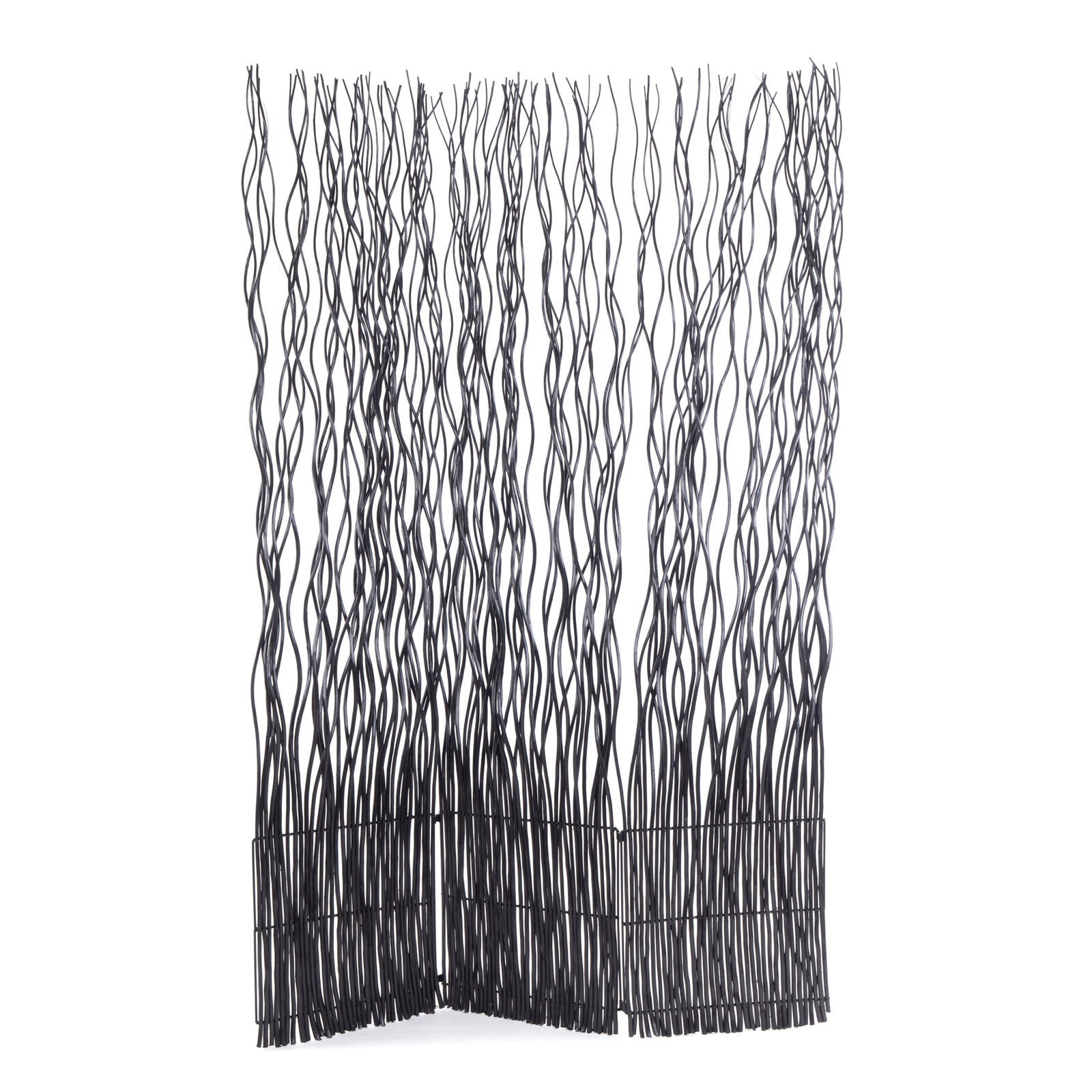 PARAVENT Wave 3 Weidenzweige schwarz - Schwarz, Naturmaterialien (120/170/6cm) - DESIGN DELIGHTS