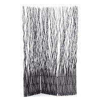 PARAVENT Wave 3 Weidenzweige schwarz - Schwarz, Naturmaterialien (120/170/6cm) - DESIGN DELIGHTS