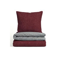 BETTWÄSCHE-GARNITUR Premium Biber Melange UNI burgund, 200x200 cm + 80x80 cm - Bordeaux, Textil (200/200cm) - biberna