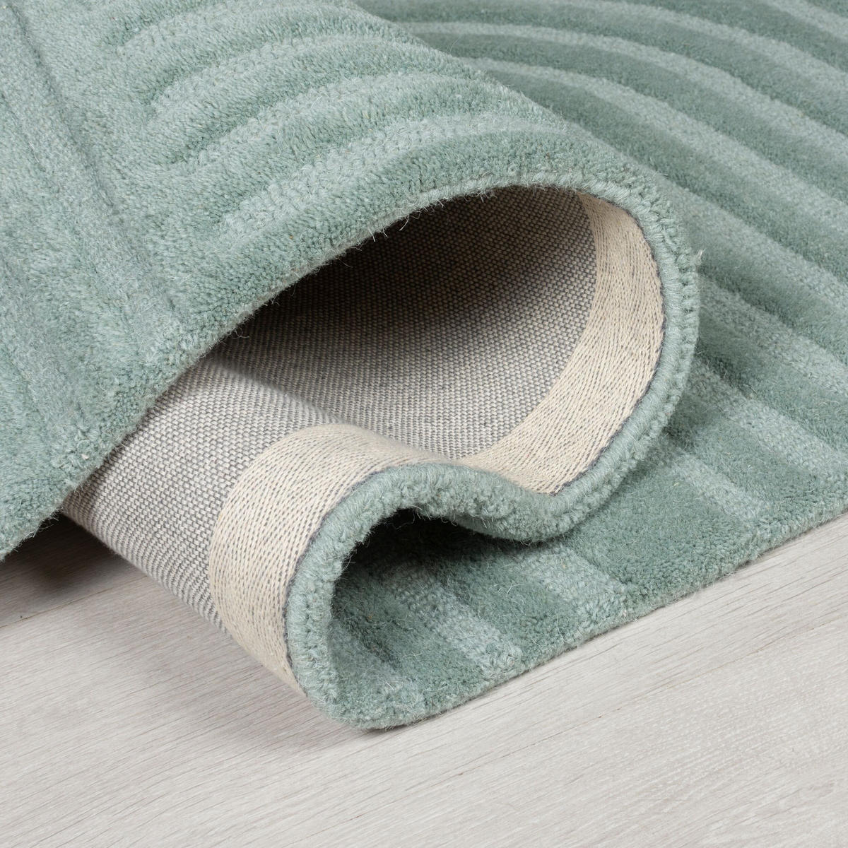 TEPPICH aus Wolle LEVEN in Entenei-Blau, geometrisch, 200 x 290 cm - Blau, Textil (200/290cm) - KADIMA DESIGN
