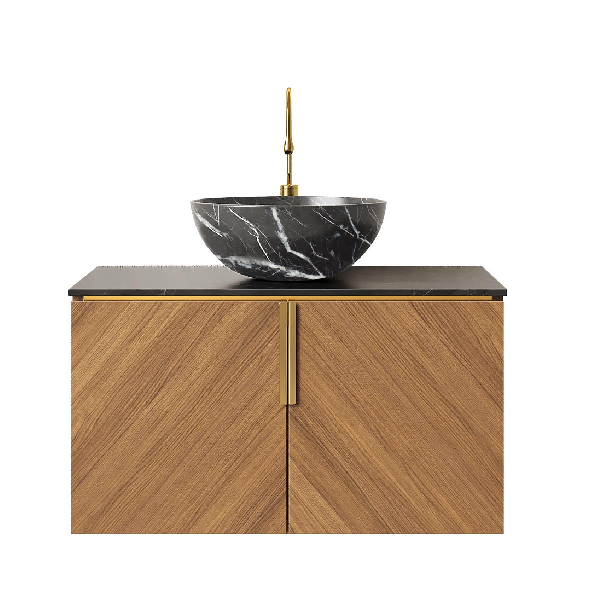 WASCHTISCH Braun-Eiche 76/50/55 cm - Schwarz, Holz (76/55.1/50cm) - PANGIVO