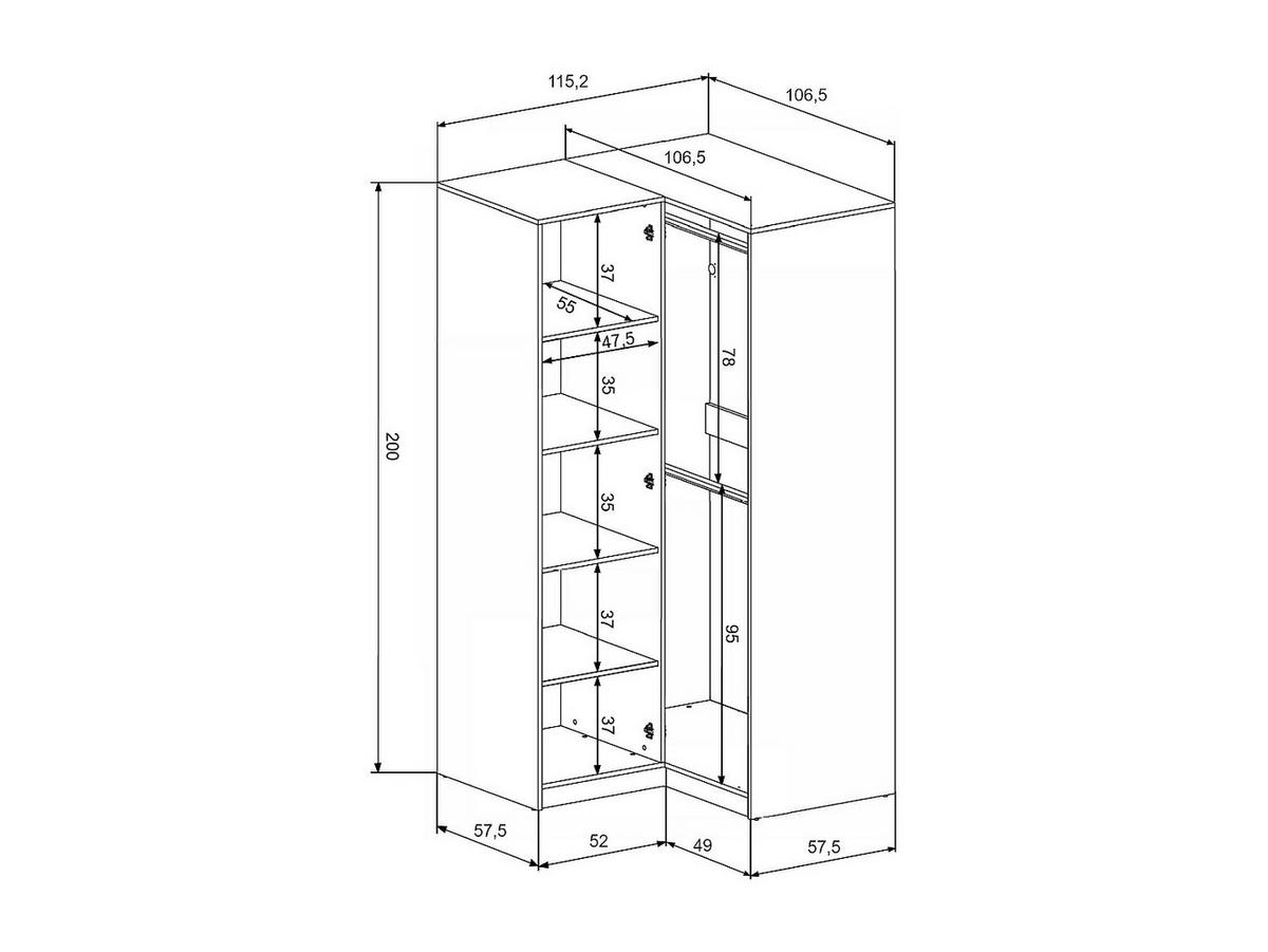KLEIDERSCHRANK - 115.2 cm x 106.5 cm - holz - weiß Lizandro - Weiß, Holz (115.2/200/106.5cm) - Vente-Unique