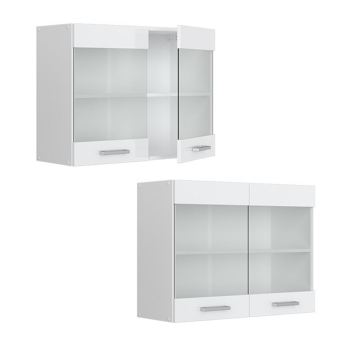 KÜCHENGLASSCHRANK R-Line Weiß Hochglanz 80 cm - Weiß Hochglanz/Weiß, Holzwerkstoff (80/60/31cm) - Vicco