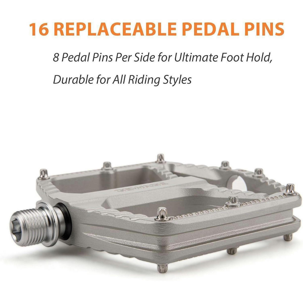 FAHRRADPEDALE MTB Aluminiumdruckguss mit 16 Pins und Cr-Mo Achse - Silberfarben, Metall (11/1.5/11.5cm)