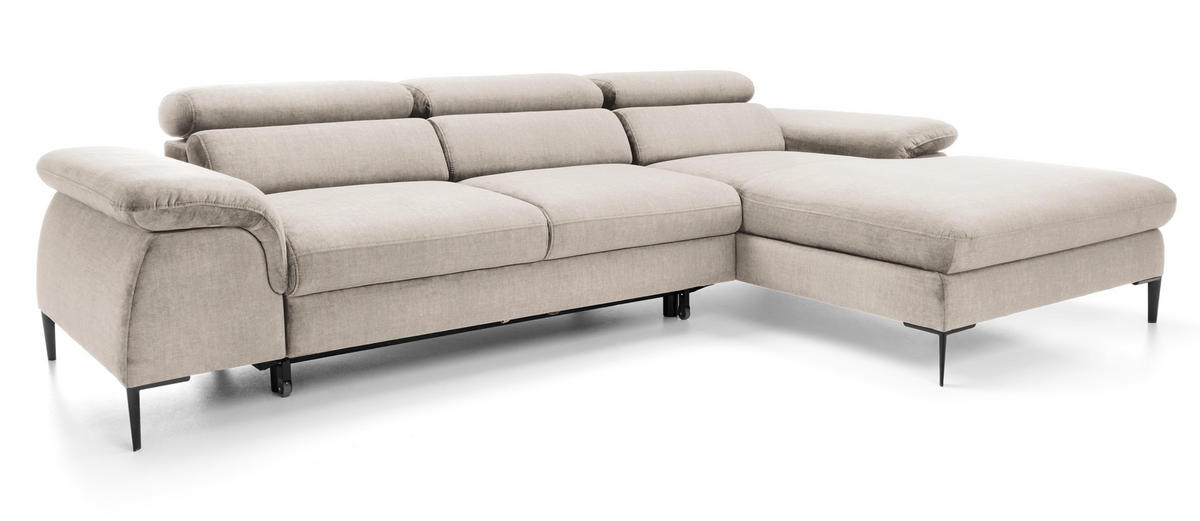 ECKSOFA L-Form 290 cm Amaro M mit Schlaffunktion, Rechts, Creme - Creme, Holz (182/288cm) - Emporius