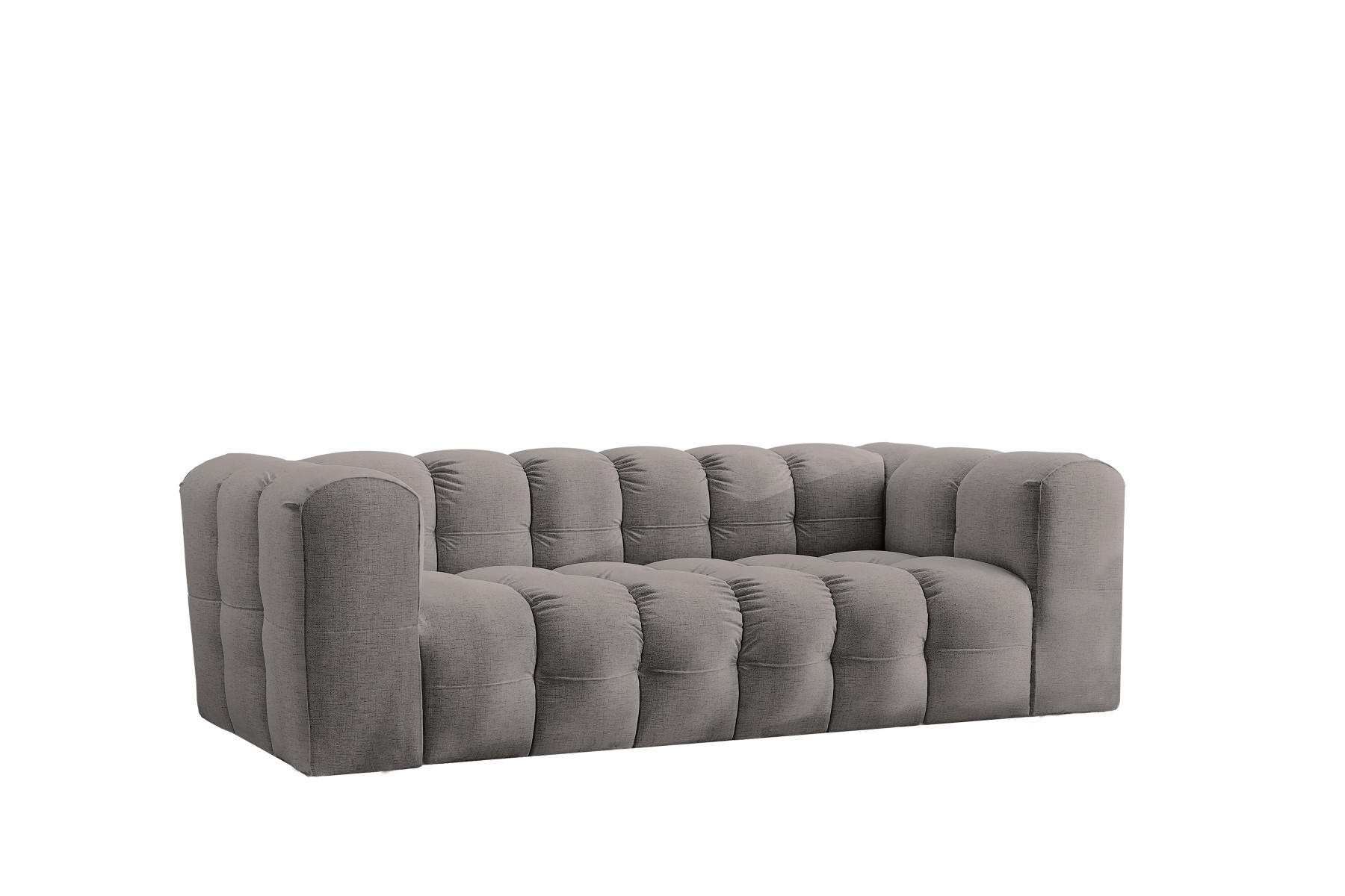 SOFA 3-Sitzer, Komfort, BALOO, Stoff Schenille, Grau - Grau, Holz (222/75/106cm) - Kaiser Möbel